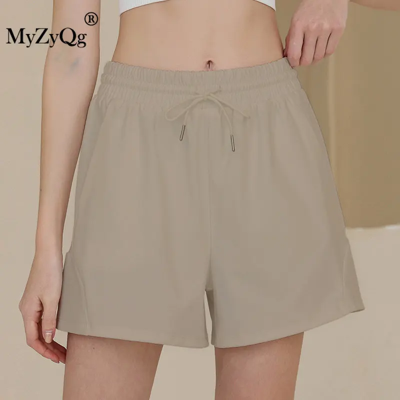 

MyZyQg Women Pocket Hight Waist Sports Shorts Loose Summer Quick Dry Running Fitness Anti-slip Dance Yoga Biker Pants Sportswear