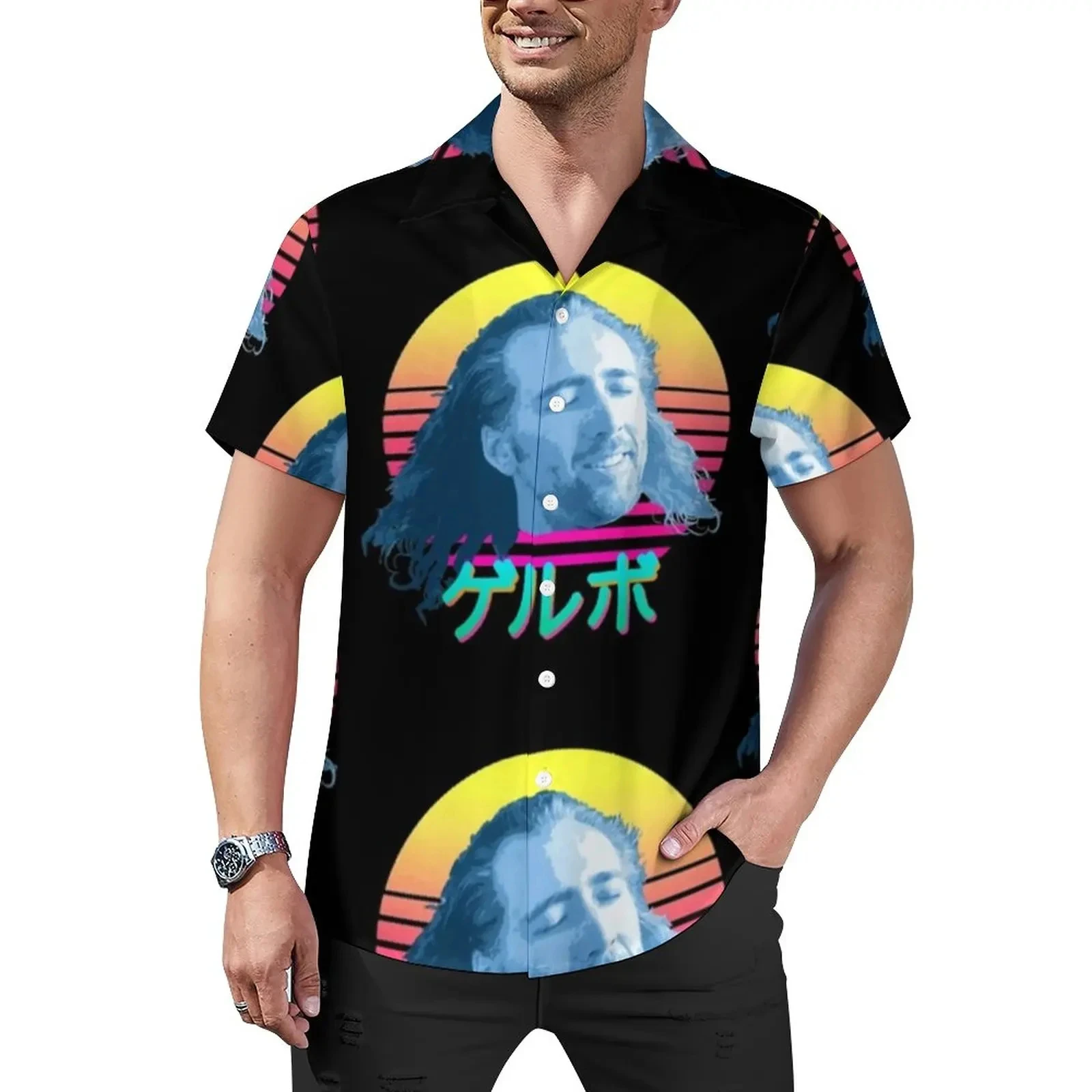 Nicolas Cage 3D Printed Lapel Men Shirt Man/Women Casual Fashion Short Sleeves Shirts Button Streetwear Oversized Unisex Clothes