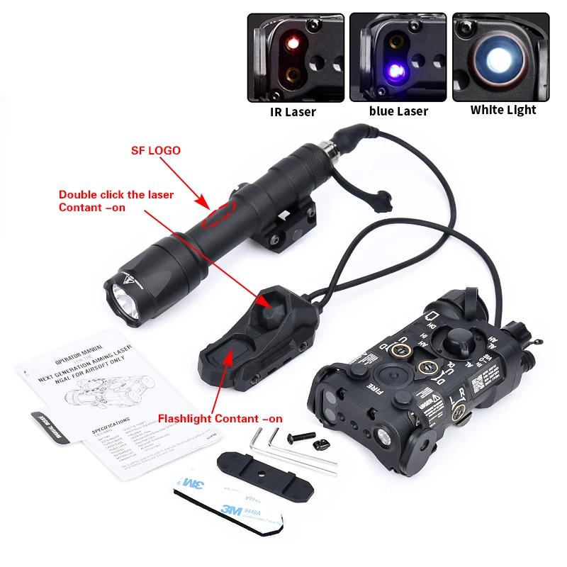 Tactical Metal NGAL Laser Red Green Blue IR Laser Dual Switch