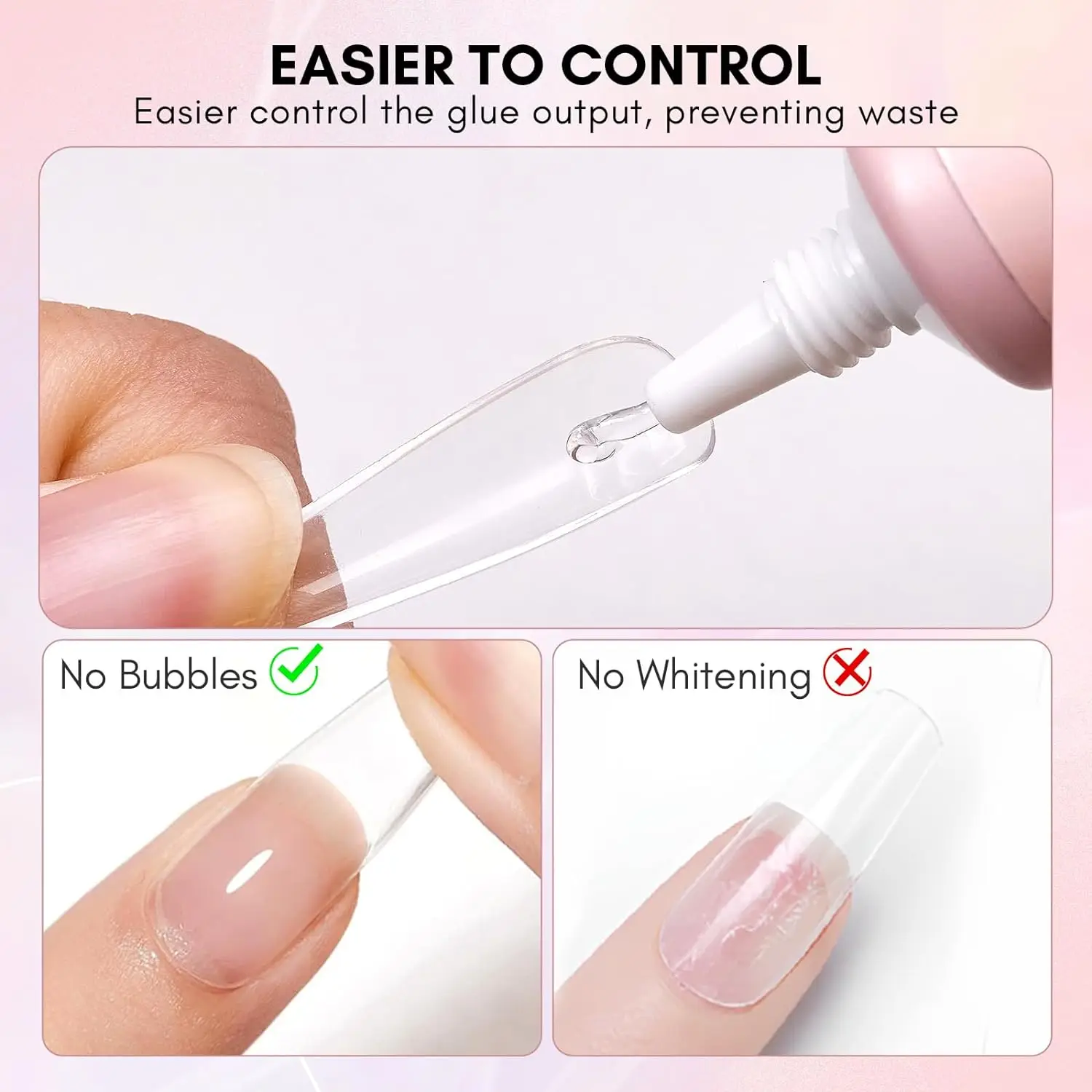 Makartt Gel Nail Glue, 2Pcs 15ml Glue Gel for Press on Nails ,Soft Gel Nail Tips  Nail Lamp Needed Multifunctional Nail Tool 6