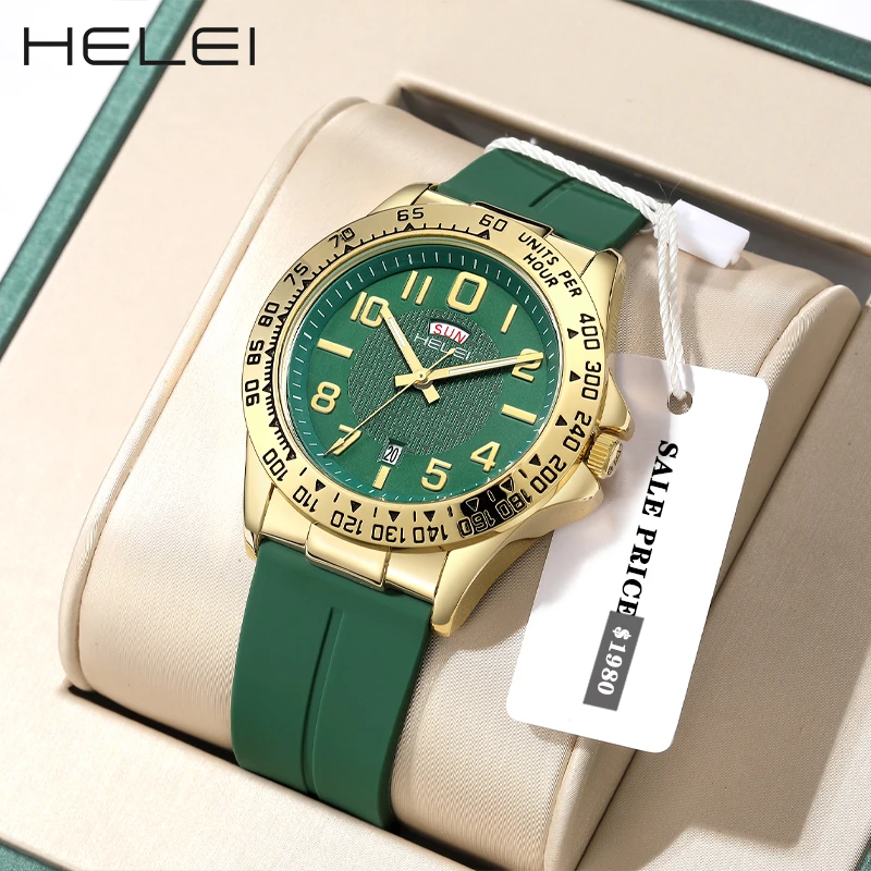 HELEI Hot Model 2024 Helmsman Series Atmospheric Hundred Multifunction Quartz Movement Men's Quartz Watch Men's Watches