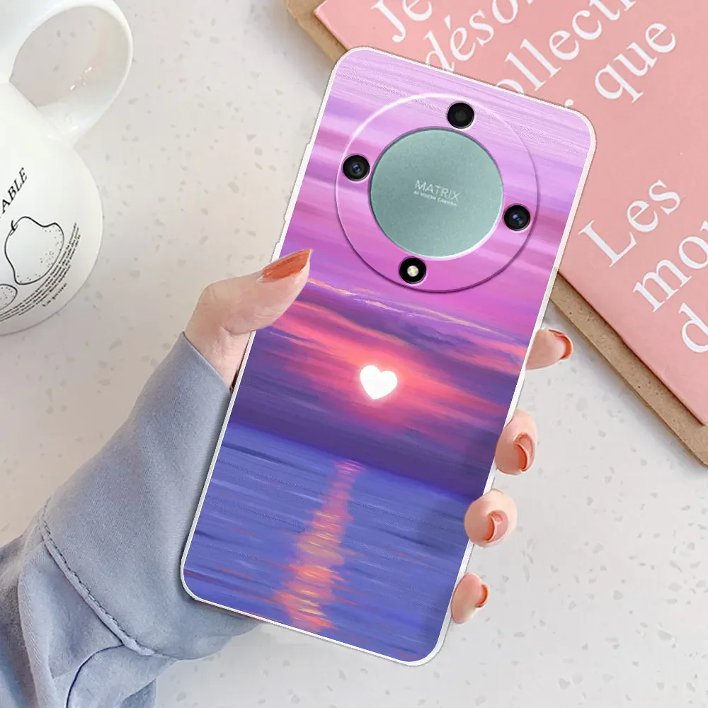 DOINK Custodia Colorata Pendenza Per Huawei Honor Magic4 Lite 5G – Silicone TPU Traslucido Con Paraurti Anticaduta (Oro Rosa) - 2