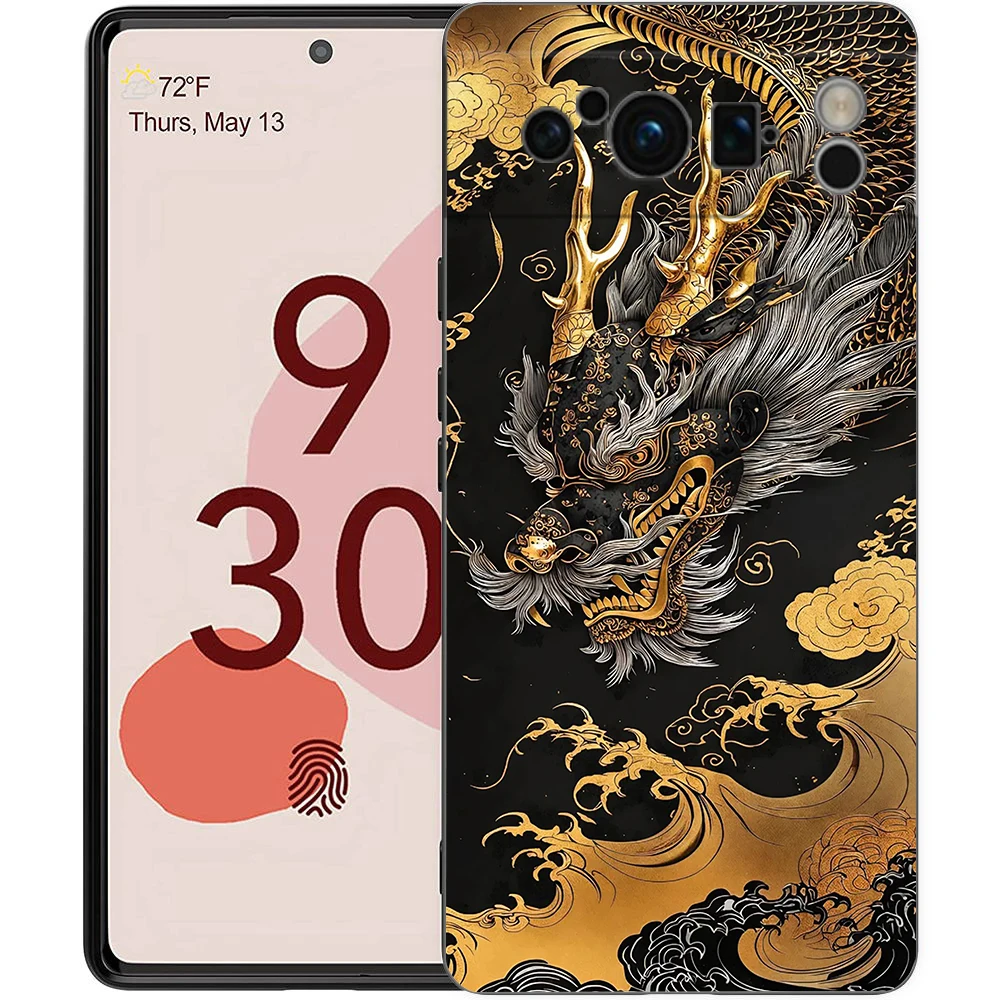 Luxury Black Soft TPU Phone Case with Fashionable Chinese Dragon Design
