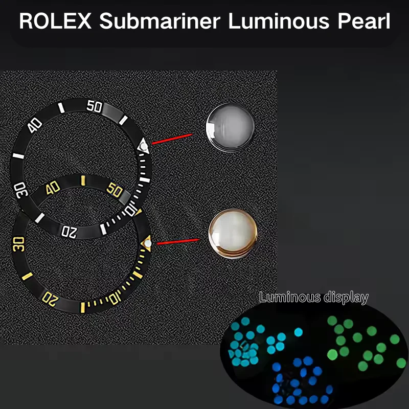 Submariner Beads Blue Green 2pcs Luminous Pip Watch Bezel Insert 12 O&rsquo;Clock Luminous Pearl Dot Mod Parts Replacement Accessorie