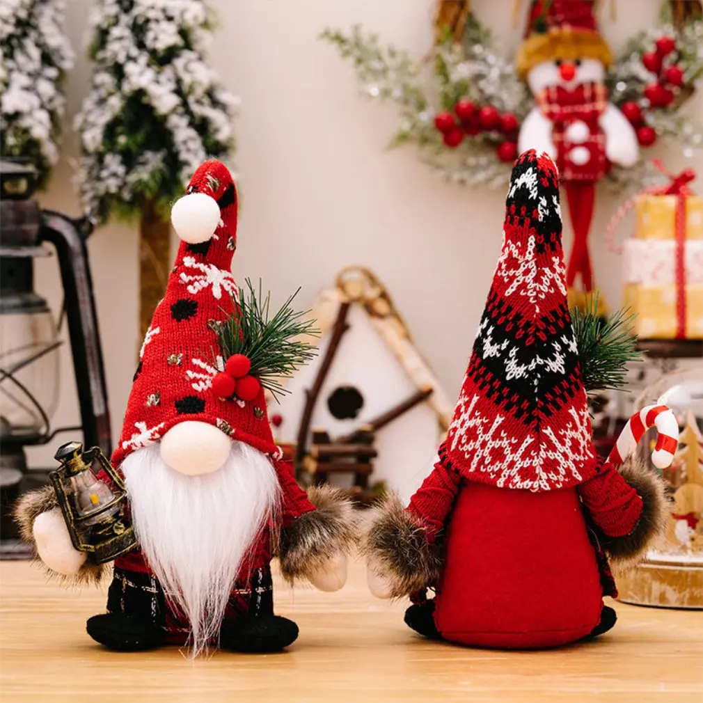 Christmas Decoration Supplies Striped Knit Hat Rudolph Hanging Legs Figurines Faceless Doll Gnome Ornament
