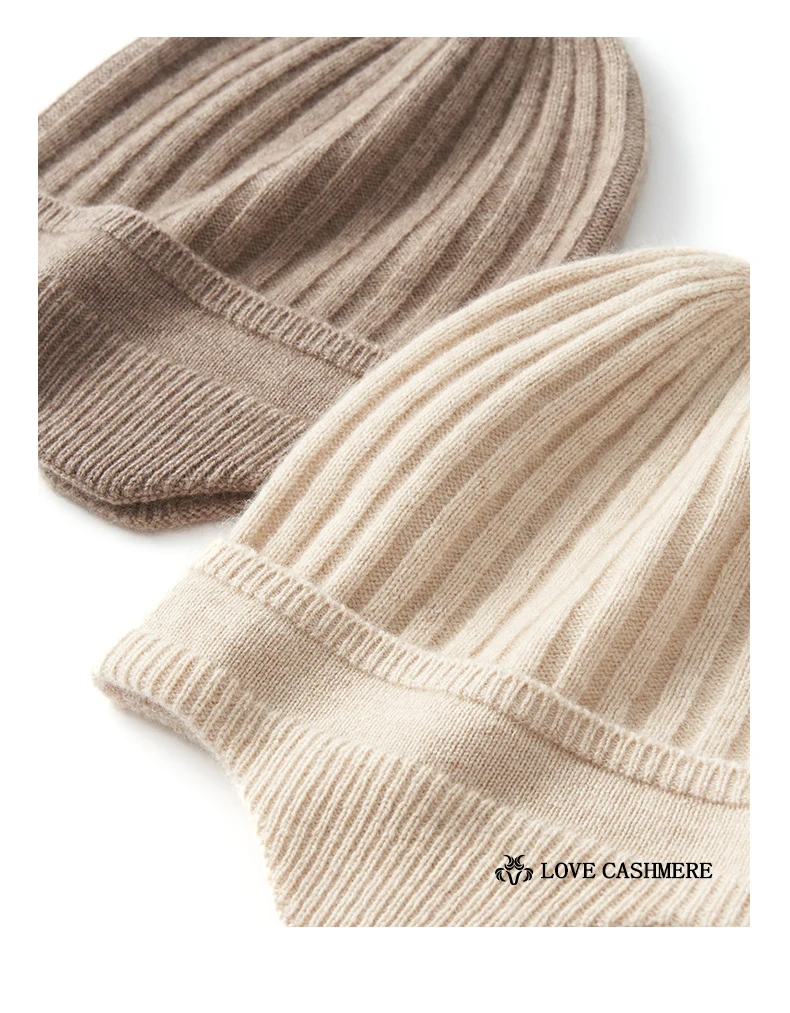 Kaschmir-Strick-Ohrenklappen-Kappen, gerippt, dicke Mützen, Winter-Vintage-Mütze, weiche Mütze, Wollmischung, warme Haarhaube für Damen und Herren – Detail 3