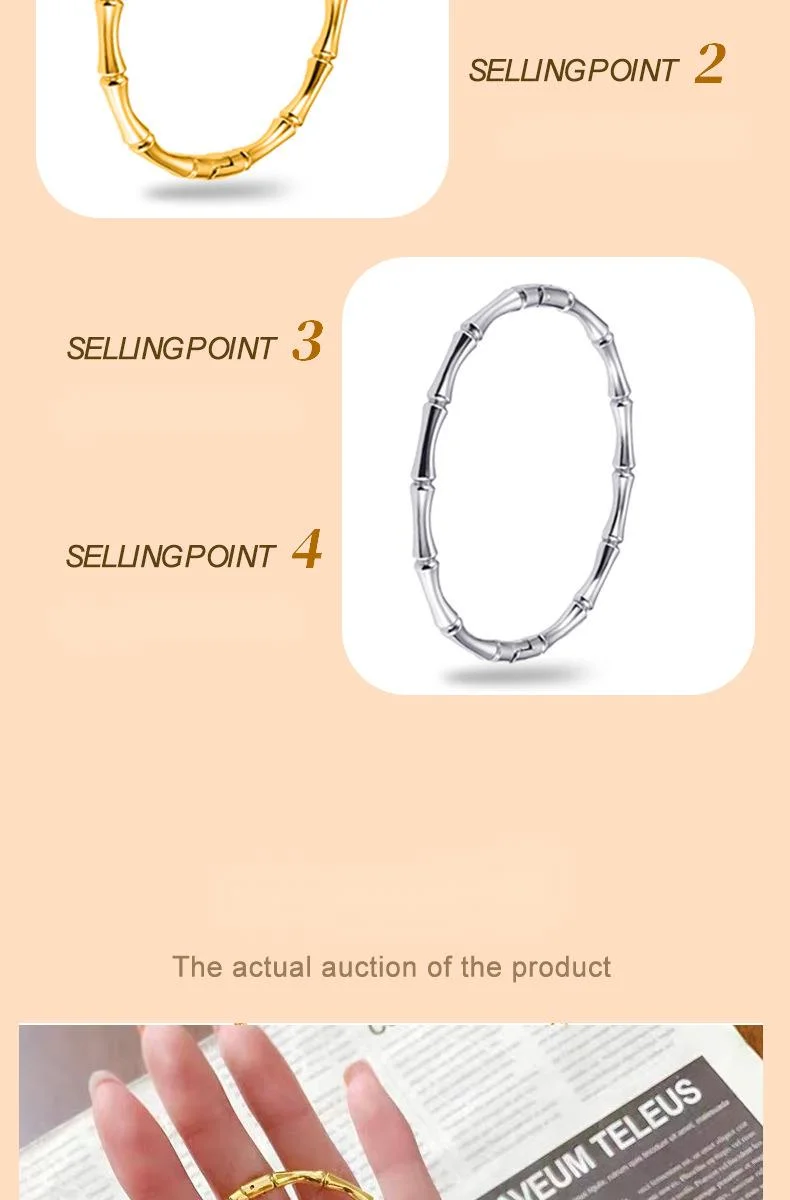 Bracciale rigido a nodo di bambù in acciaio titanio da donna_voghion.com
