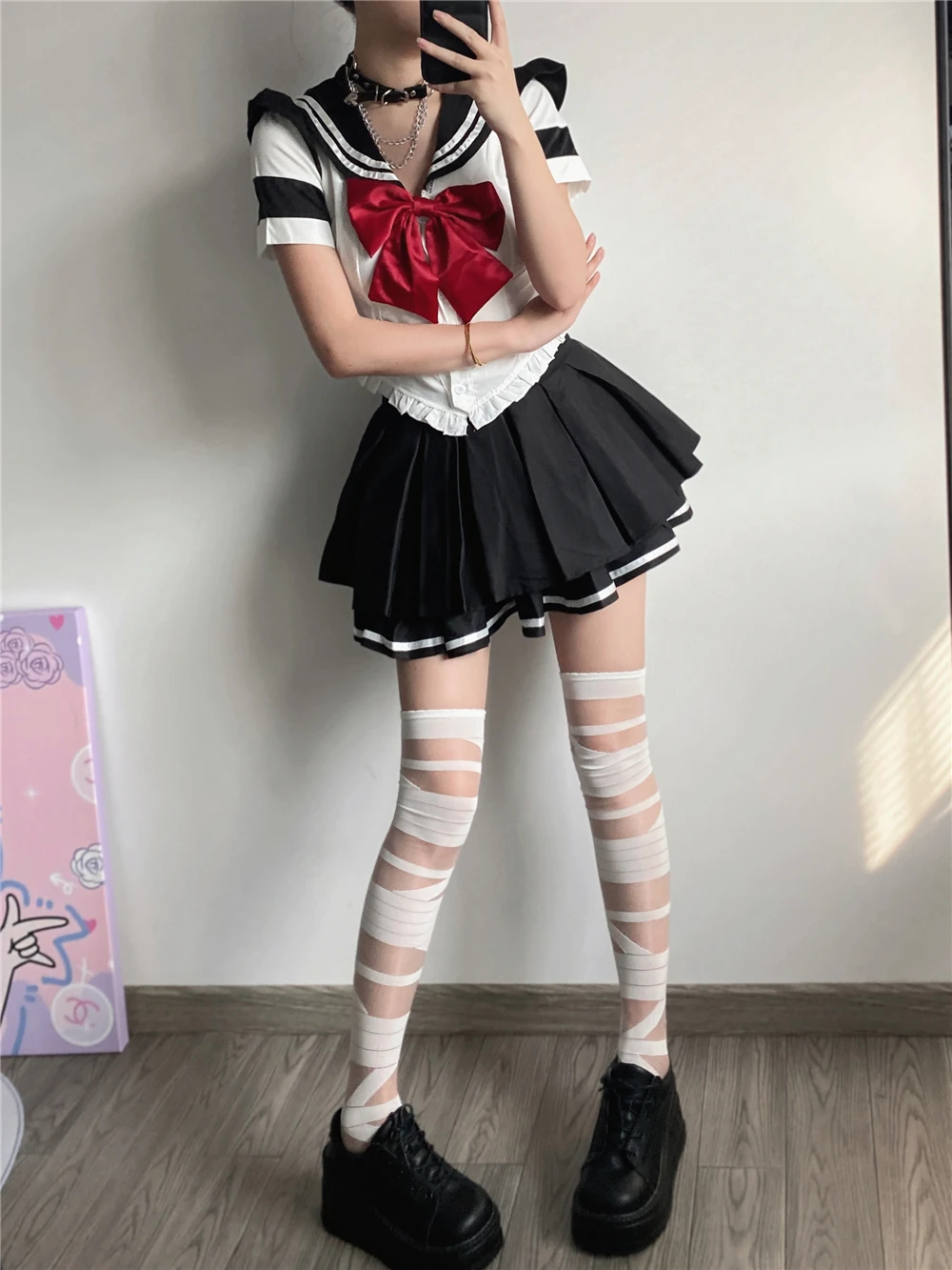 Description Picture 3 of itemJK Lolita Women Stockings Ultra-thin Transparent Crystal Silk Socks Thigh High Stockings Y2k Girls Thigh High Socks Stockings