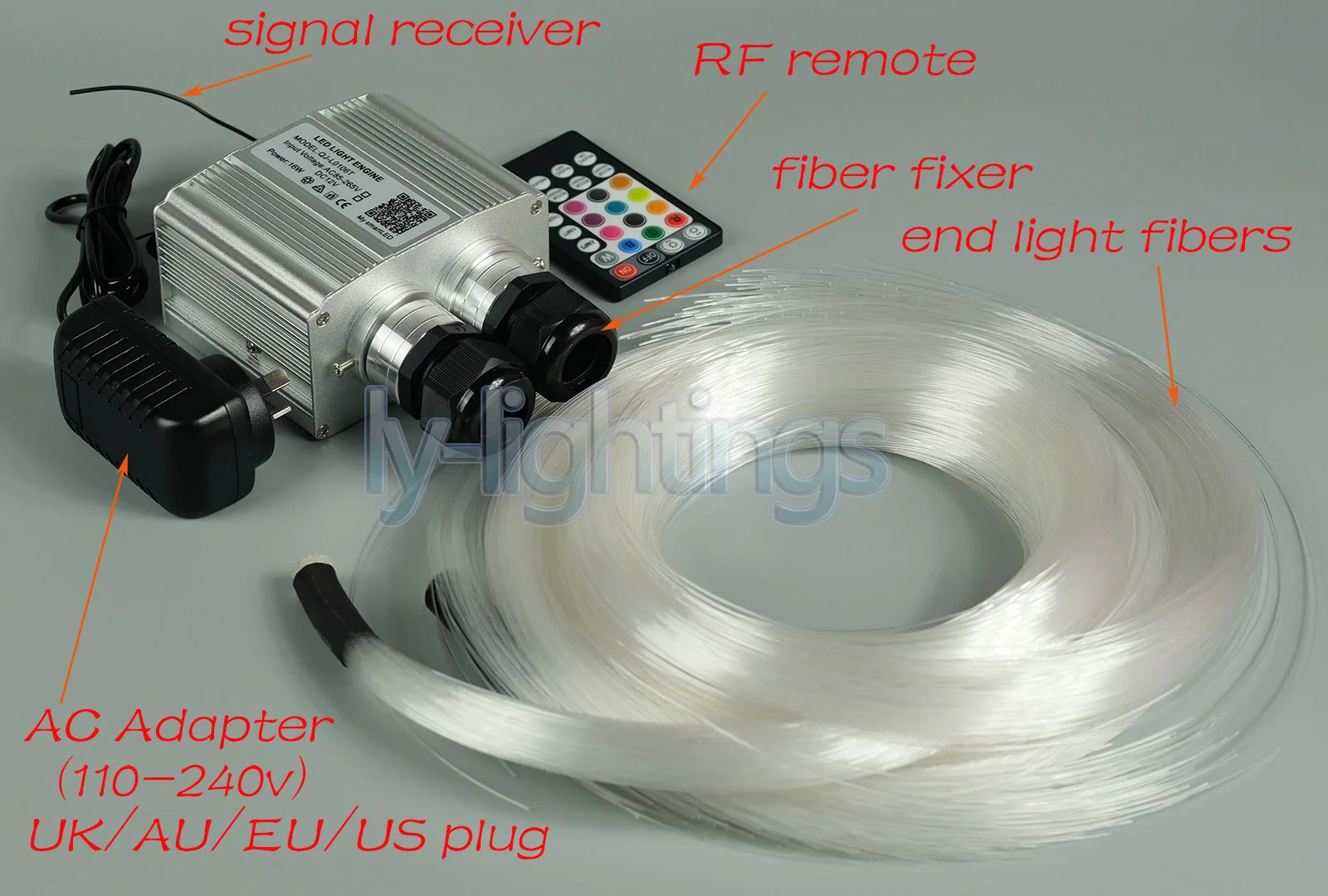 Fashion Fiber Optic Light With 500 Mix szie Optical Fiber APP Control RGBW LED Bedroom Twinkle Star Ceiling Light KIT
