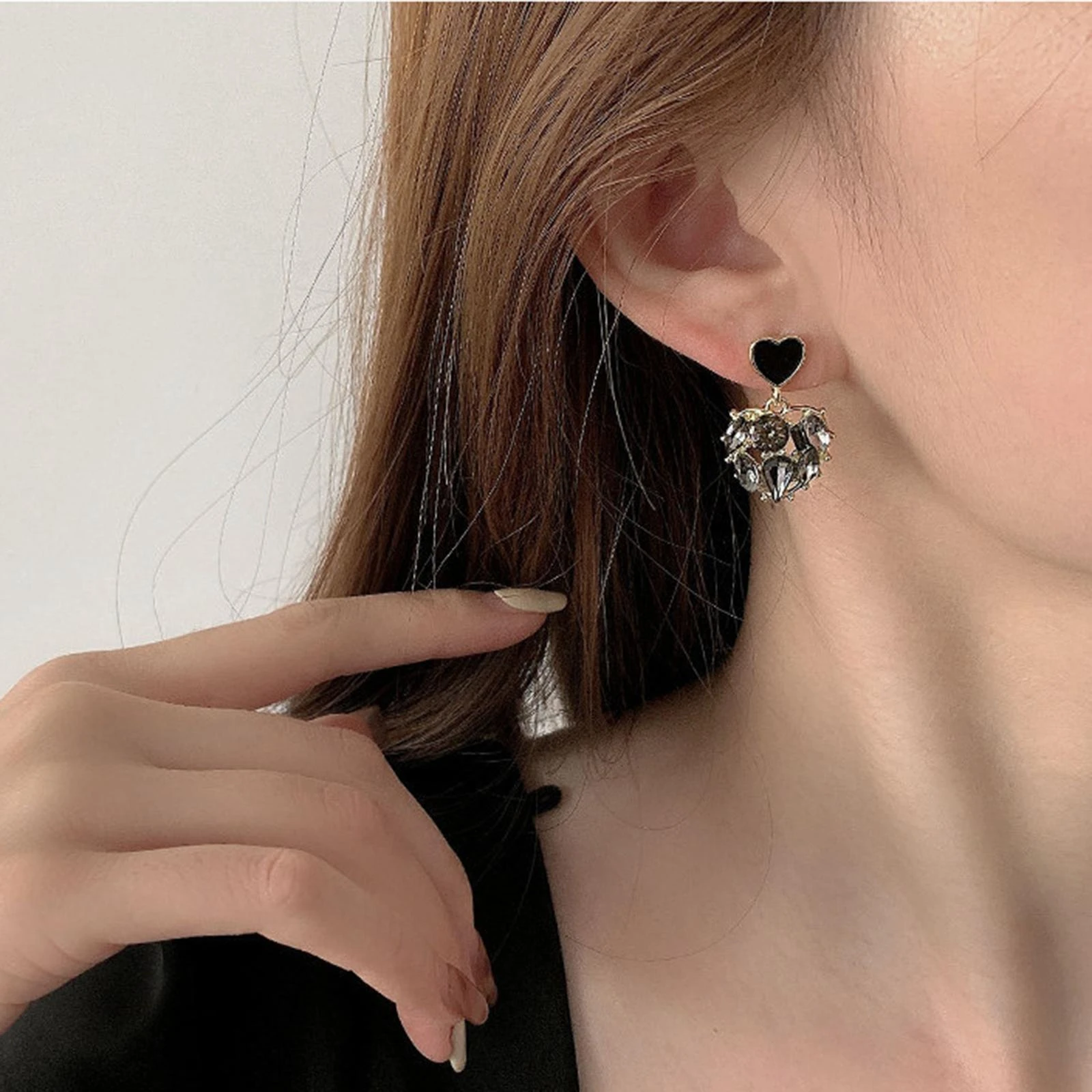 de botón con de corazón para aretes pequeños, flexibles, delicados, modernos, con purpurina, para boda y mamá| | - AliExpress