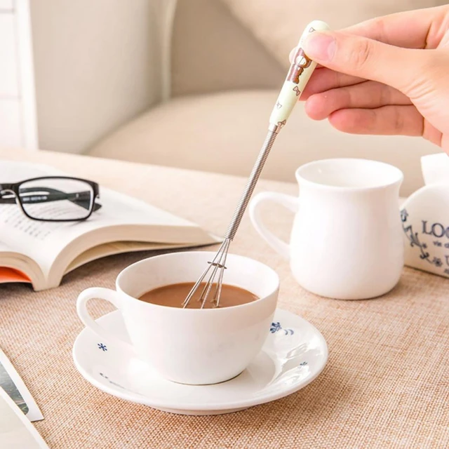 Mini fouet en acier inoxydable poignée en céramique café mousseur à lait  batteur pour la cuisson 