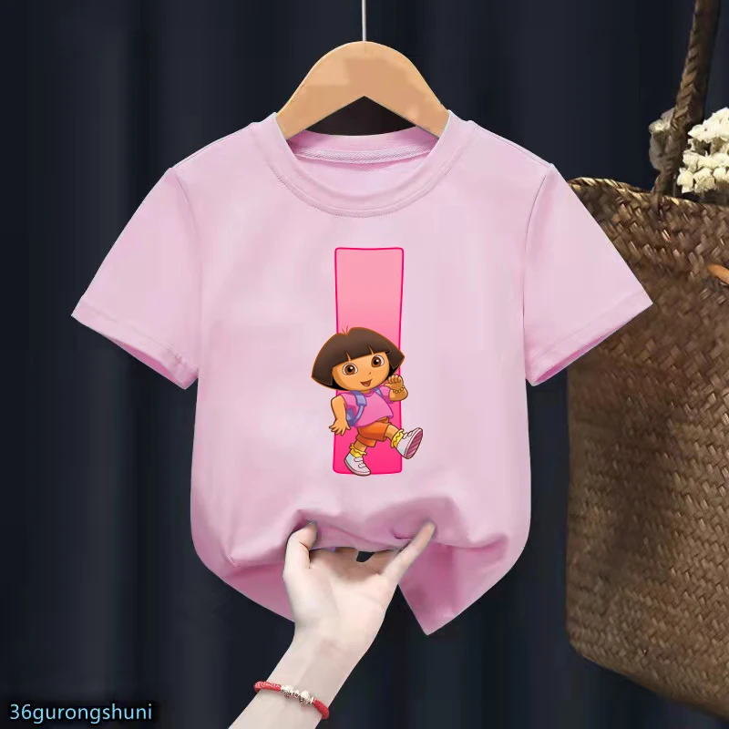 t shirt kid rock Newly Girls T-Shirt Dora Explorer Letter Printed Children'S Clothing Tshirt For Kids Birthday Gift Clothing Cute Toddler Tshirts t-shirt cartoon	