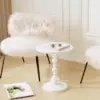 Metal Small Round Side End Table, Vintage Matte Coffee Drink Cocktail Table, Small Accent Pedestal Table 3