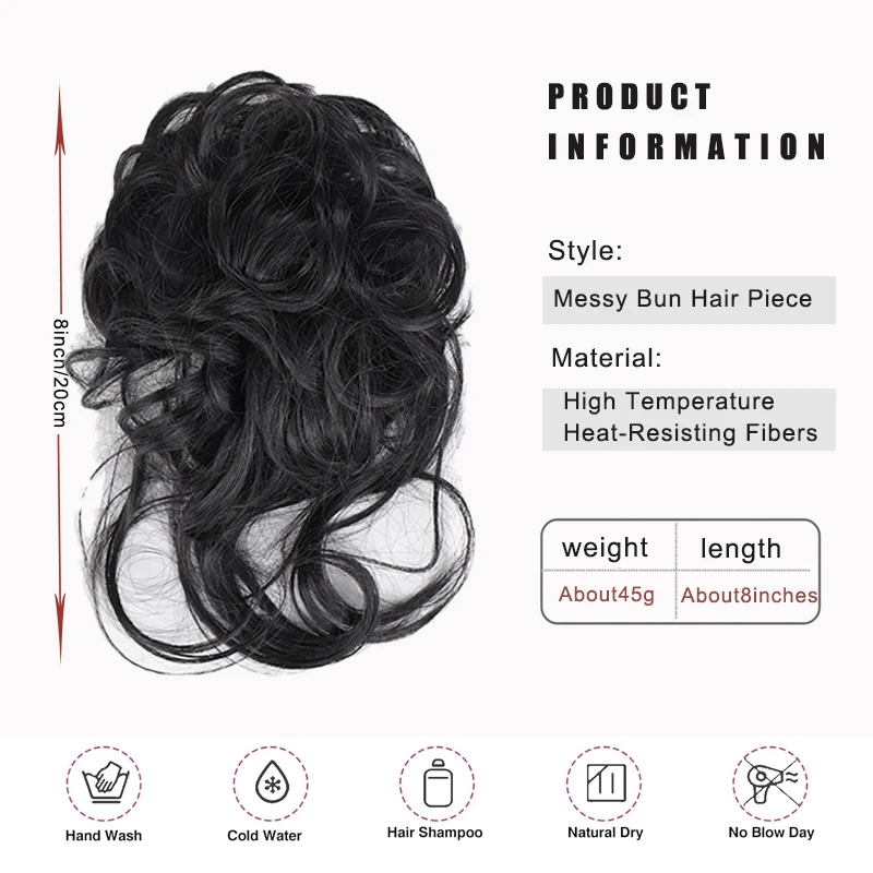 LUPU Synthetic Messy Chignon Donut Hair Bun Ponytail Extensions Scrunchies Elastic Rubber Hair Band Hair Ties Curly Hairpiece
