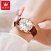 OLEVS Classics Leather Strap Quartz Watch for Women Fashion Elegant Diamond Ladies Watch Waterproof Date Women's Quartz Watch 3