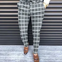 2023 New Pant Sweatpants Mens Slim Fit Plaid Print Zipper Casual Fashion Long Pants Trousers Free Shipping - Image 3