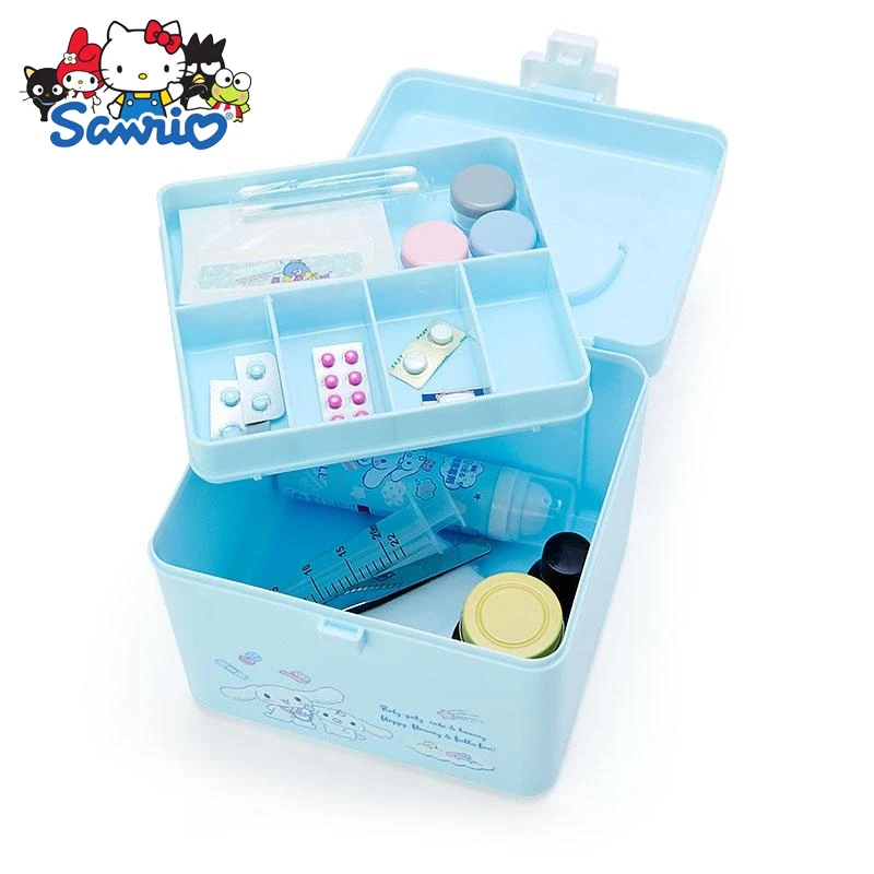Sanrio Cartoon Mymelody Kuromi Cinnamoroll Pochacco Medicine Box Family Pack Cute Medicine Box Small Portable Cabinet
