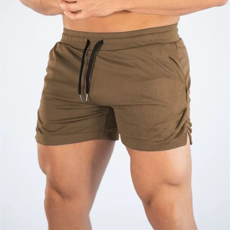 Summer New Beach Casual Men's Shorts Mesh Quick Dried Sports Pants Solid Color Running Exercise Triad Pants