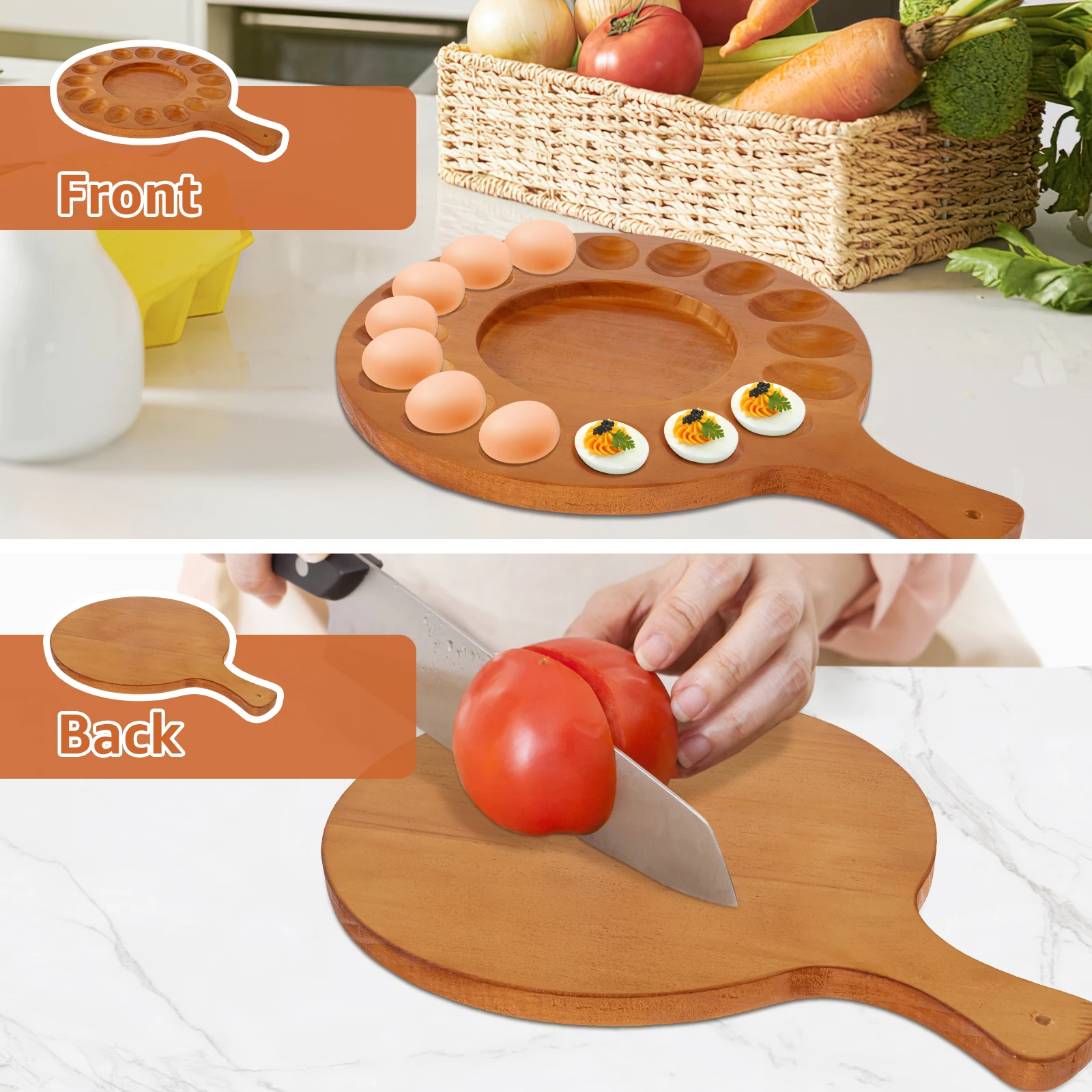 1/2Pcs Egg Tray 6/16 Hole Wood Egg Holder Space Saving Plate Household Storage Rack Accessories for Kitchen Refrigerator
