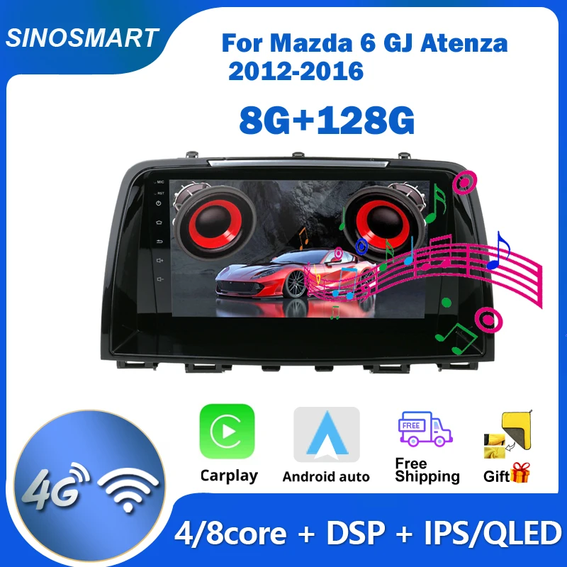 

SINOSMART Support Bose Audio Factory OEM Camera/4G LTE for Mazda 6 GJ Atenza 2012-2016 Car Navigation GPS Player 8 Core CPU, DSP