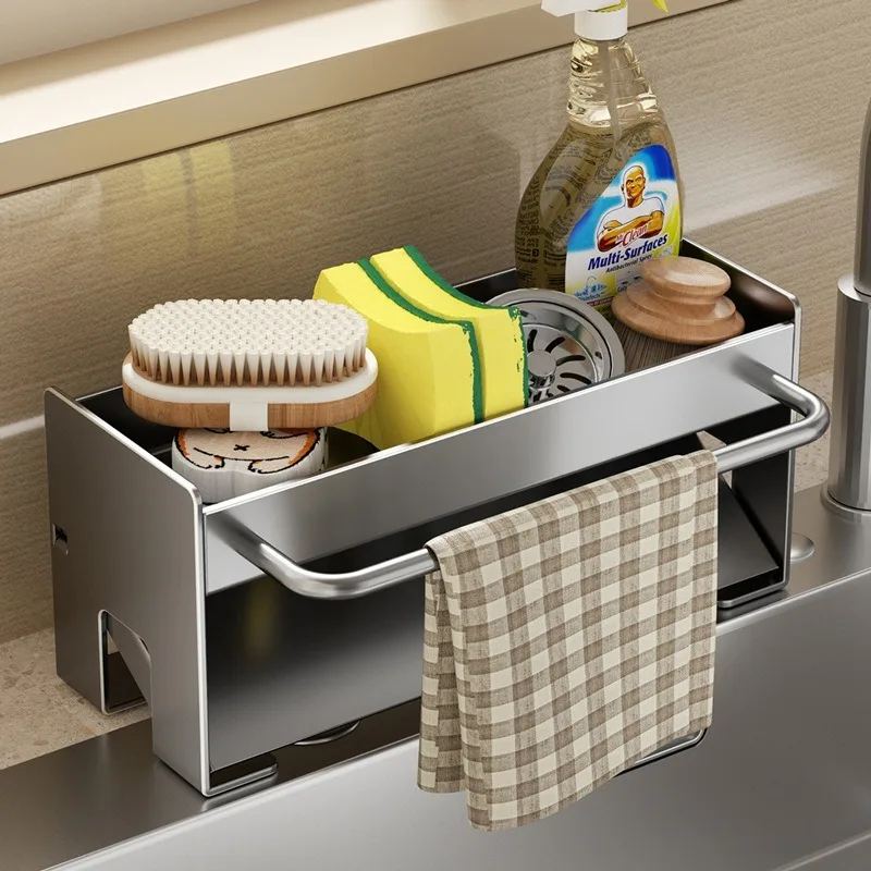 Kitchen Shelf Floor Countertop Faucet Sink Supplies Household Seasoning Rag Storage Drain Artifact Kitchen Items