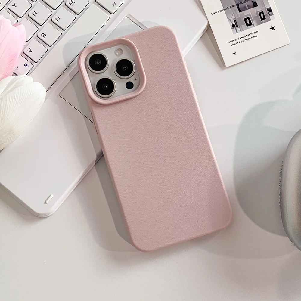 Premium Shockproof Leather Case with Soft Candy Color Matte Finish