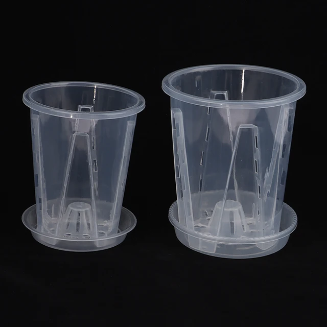 1Dc Gyökérvezérlés Átlátszó Virágcserép Tálcával A Falaenoppákhoz Orchidea Ültetés Sztómával Virág Edény Otthoni Kertész Dekorációval - Image 3