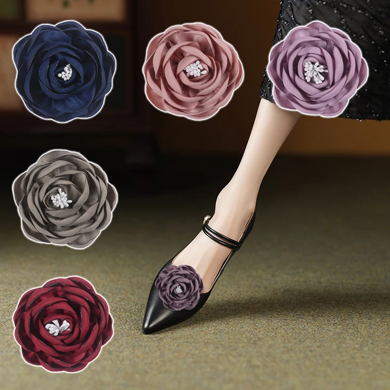 

2 Pcs Bridal Shoe Clips Burnt Edge Flower Shoe Embellishment Detachable Shoe Buckle Shoe Accessories for Women Pumps Decoration