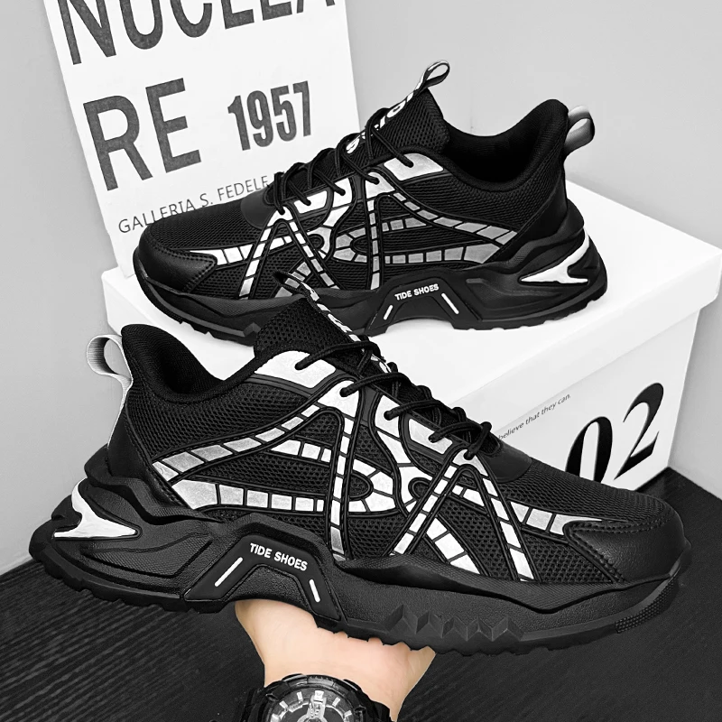 Men's Outdoor Running Sneakers - Comfortable and Breathable Design, Fashionable Lace-Up Sports Style, Versatile and Trendy