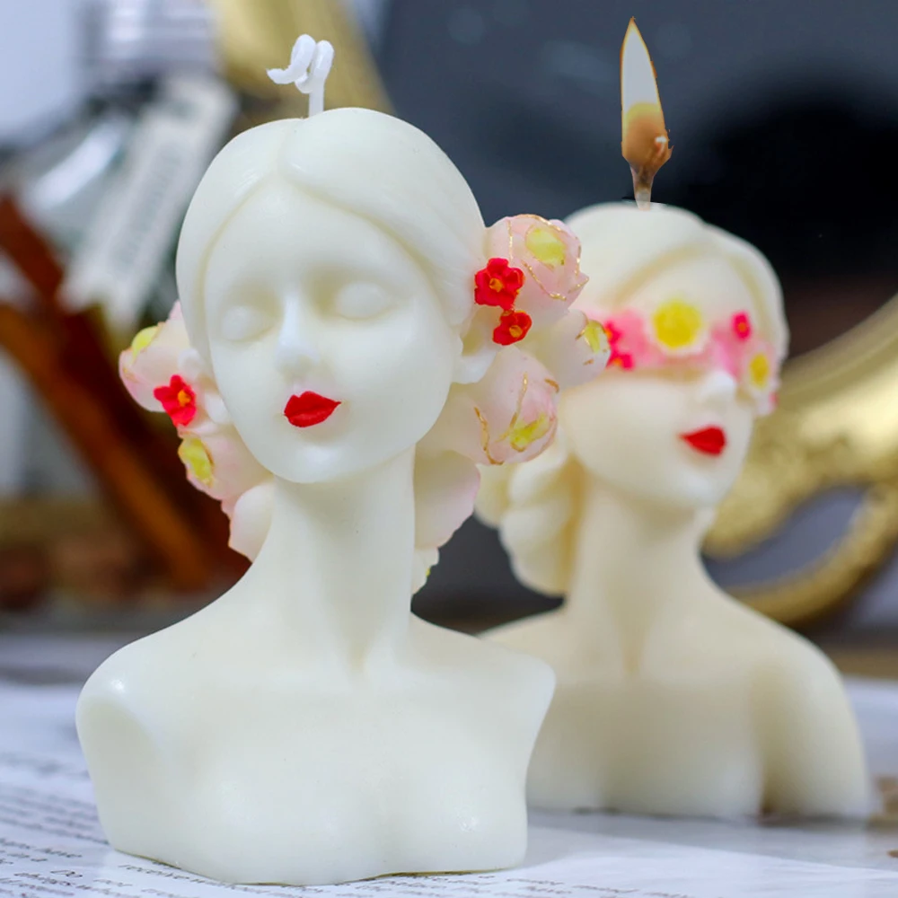 ClosedEyeGirlCandleMold3DHandmadeAromaPlasterMouldDIY