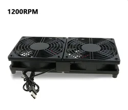 Silent USB-Powered Router and PC Cooling Fan with Protective Net and Mounting Screws (Dual Fan 1200RPM)