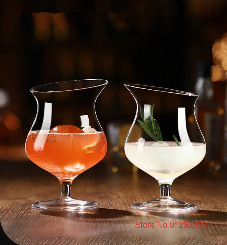 Description Picture 5 of itemSlanted Mouth Cocktail Glasses Personalized Bar Glassware Household Wine Set Oblique Whisky Nosing Cup Brandy Snifter Wholesale