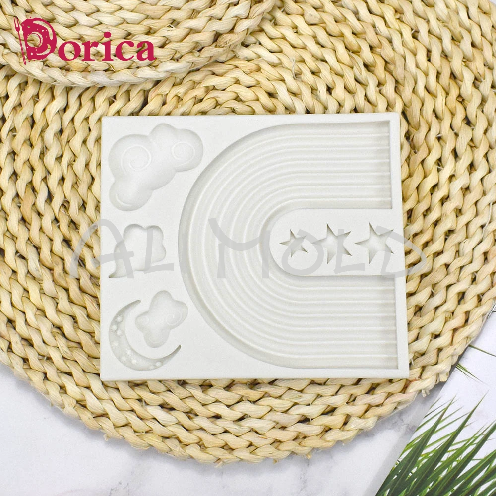 Arcobaleno fondente stampo in Silicone nuvola luna stella fondente stampo per cioccolato resina fai-da-te gadget in argilla Mousse strumenti per decorare la torta Bakeware  15