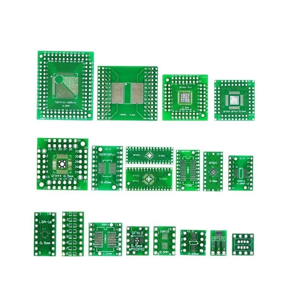 10 Pz Sop Patch Adapter Board Sop8 Sop10 Sop16 Sop28 Tqfp Qfn Ic Test Board Pcb Board