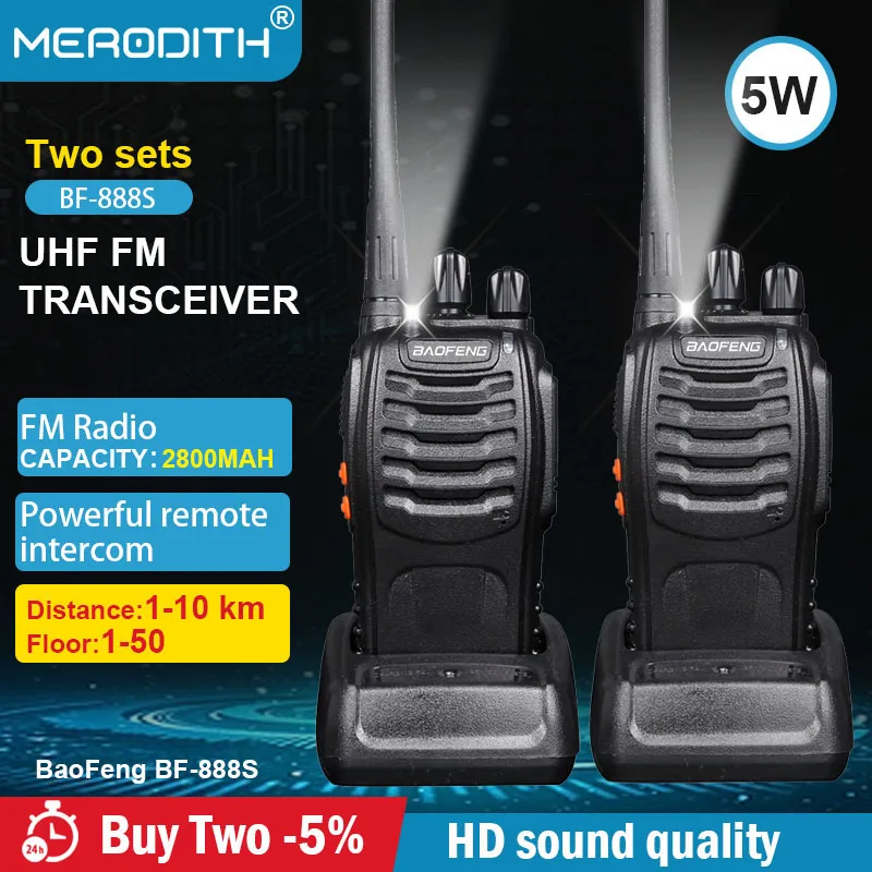 baofeng 888S walkie talkie profesional  Two way radio long range Wireless set radio uhf communicator 400-470MHz 16CH radio 2pcs
