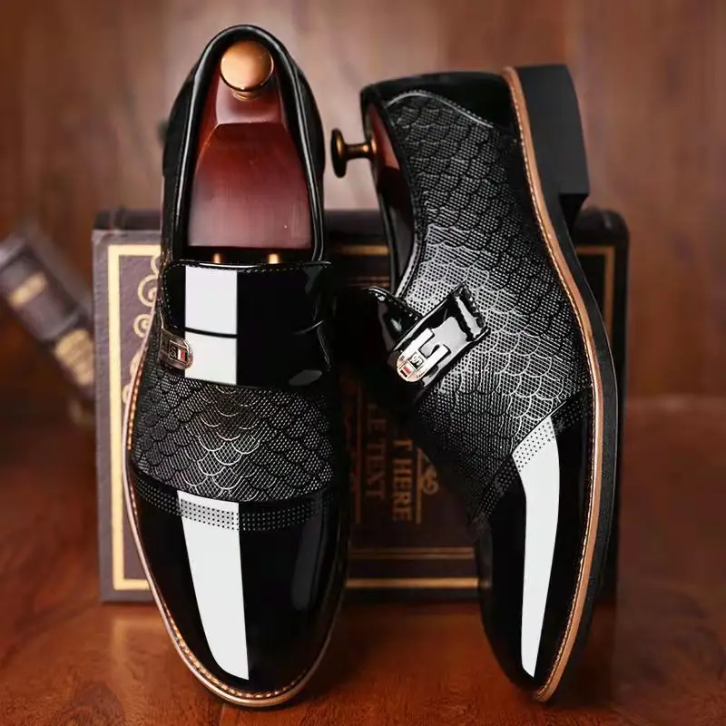 Leather shoes Wedding Business Dress Nightclubs Oxfords Breathable Working Lace Up Shoes New Fashion Mens Leather Shoes