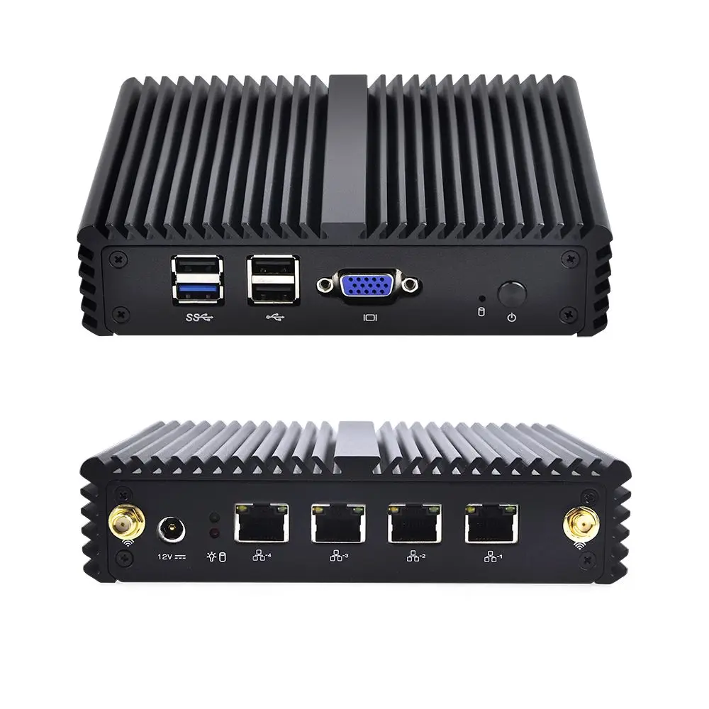 Qotom 4 Ethernet Mini Pc Q190G4N Celeron J1900 N2920 Micro Pc Server Opnsense Router Industriale Mini-Computer Senza Ventola