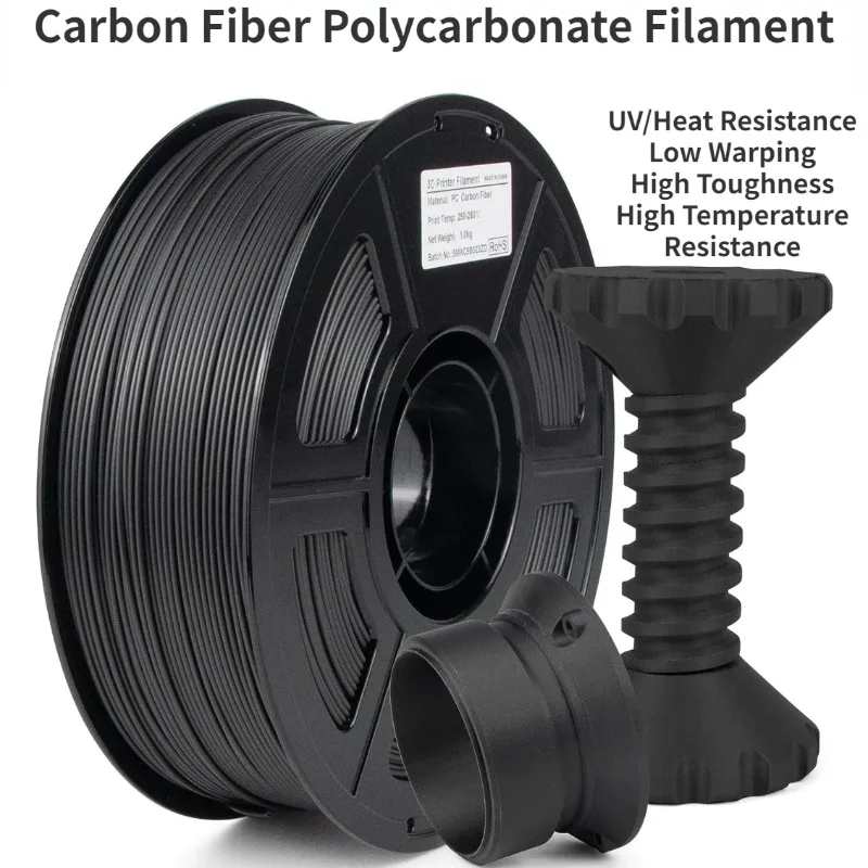 

PC Carbon Fiber Polycarbonate Filament Enhanced Strength Toughness Carbon Fiber PC Filament,High UV/Heat Resistance 1kg(2.2lbs)