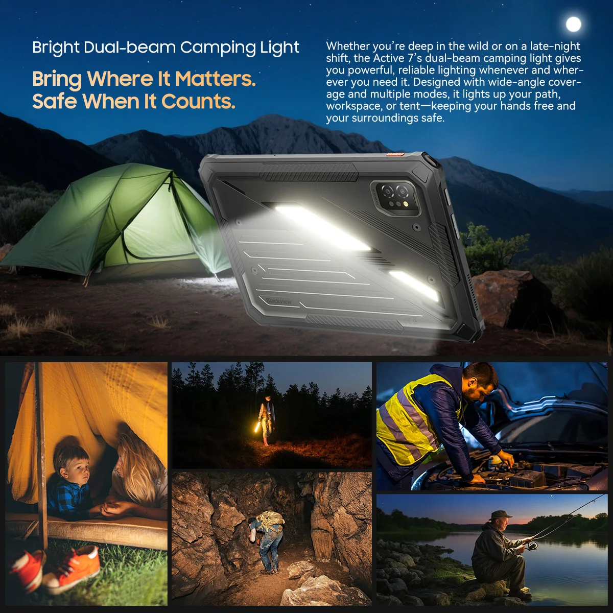 OSCAL Blackview Active 7 Rugged Tablet 11" FHD Display IP68 IP69K, 8GB+128GB 10000mAh Battery 45W Fast Charge, Android Tablet PC