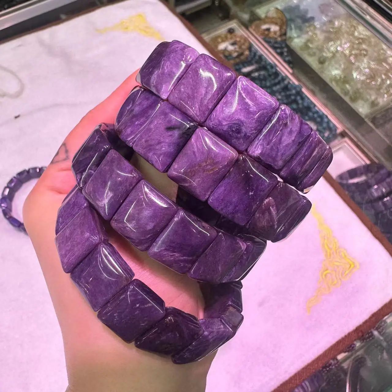 

2023 New Natural Charoite Stone Beads Charm Bracelet Gemstone Jewelry Bangle For Woman For Gift Wholesale !