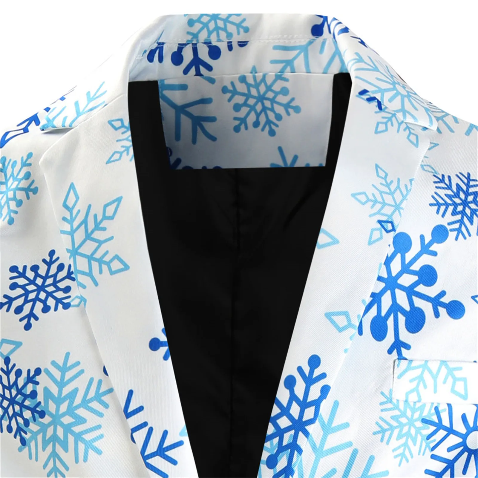 Men Christmas Blazer Snowflake Printed Long Sleeve Slim Buttons Suit Coat Jackets Stylish Xmas Carnival Party Costume Tops Male