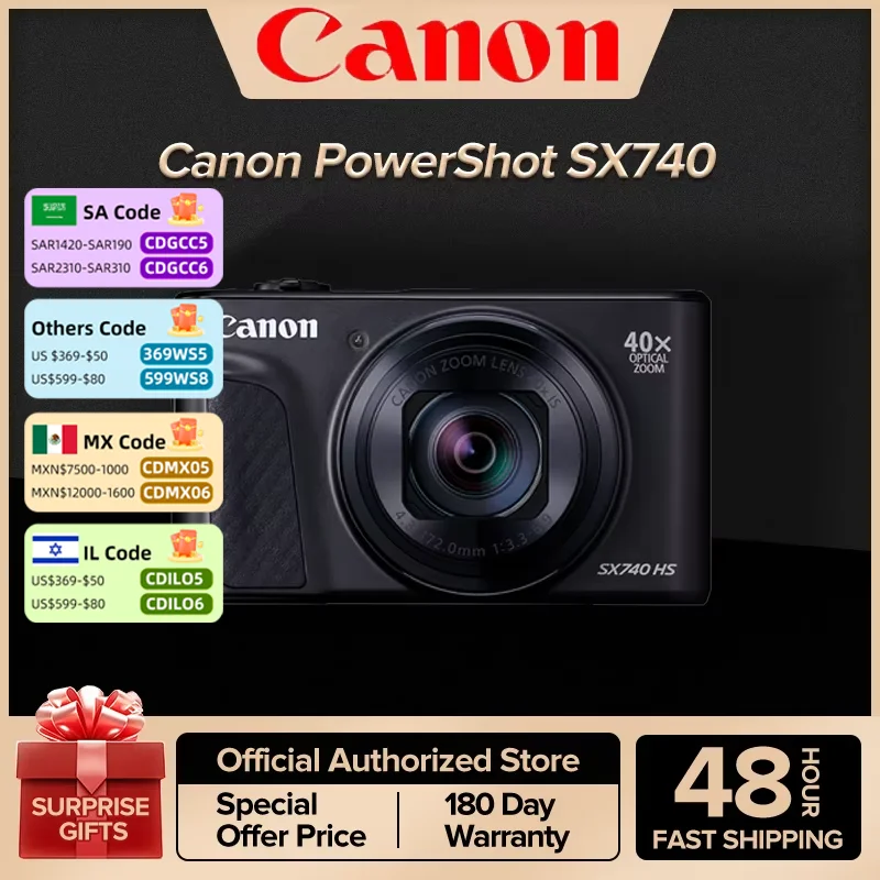 Canon PowerShot SX740 Digital Camera w/40x Optical Zoom & 3 Inch Tilt LCD-4K VIdeo Wi-Fi NFC Bluetooth Enabled Black Body
