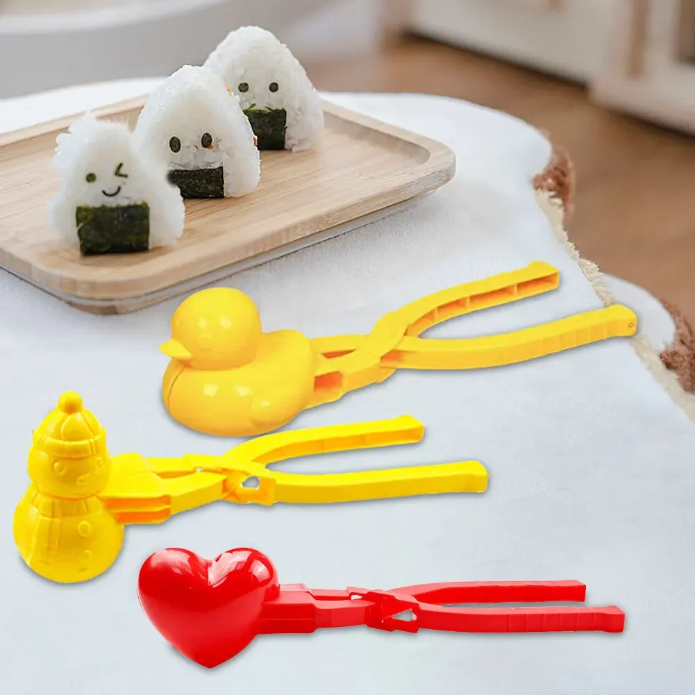 Duck Rice Mold 2/3/4pcs DIY Sushi Mold Onigiri Snowball Maker with Handle Winter Animal Snow Toys Kids Adults