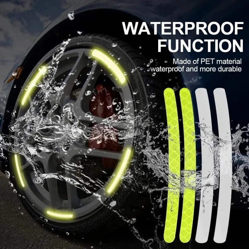 Wheel Reflective Strips 40Pcs Car Motorcycle Wheel Reflective Strips Colorful Hub Stickers Car Styling Decal Sticker Auto Moto Decor Decals Accessories