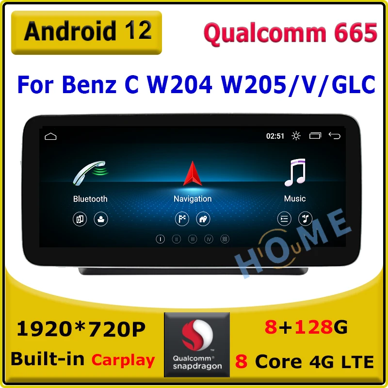 

Snapdragon 6+128G Android 12 Car Multimedia Player GPS Navi for Mercedes Benz C Class W204 w205 V class W638 2008-2018 Carplay