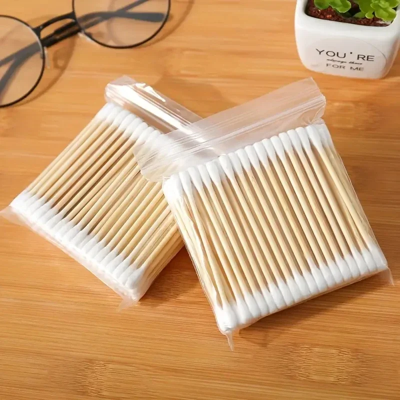 1000pcs Unscented Cotton Swabs, Double-Headed, Wooden Stick, Makeup Removal & Cleaning Ear Cotton Swabs 4