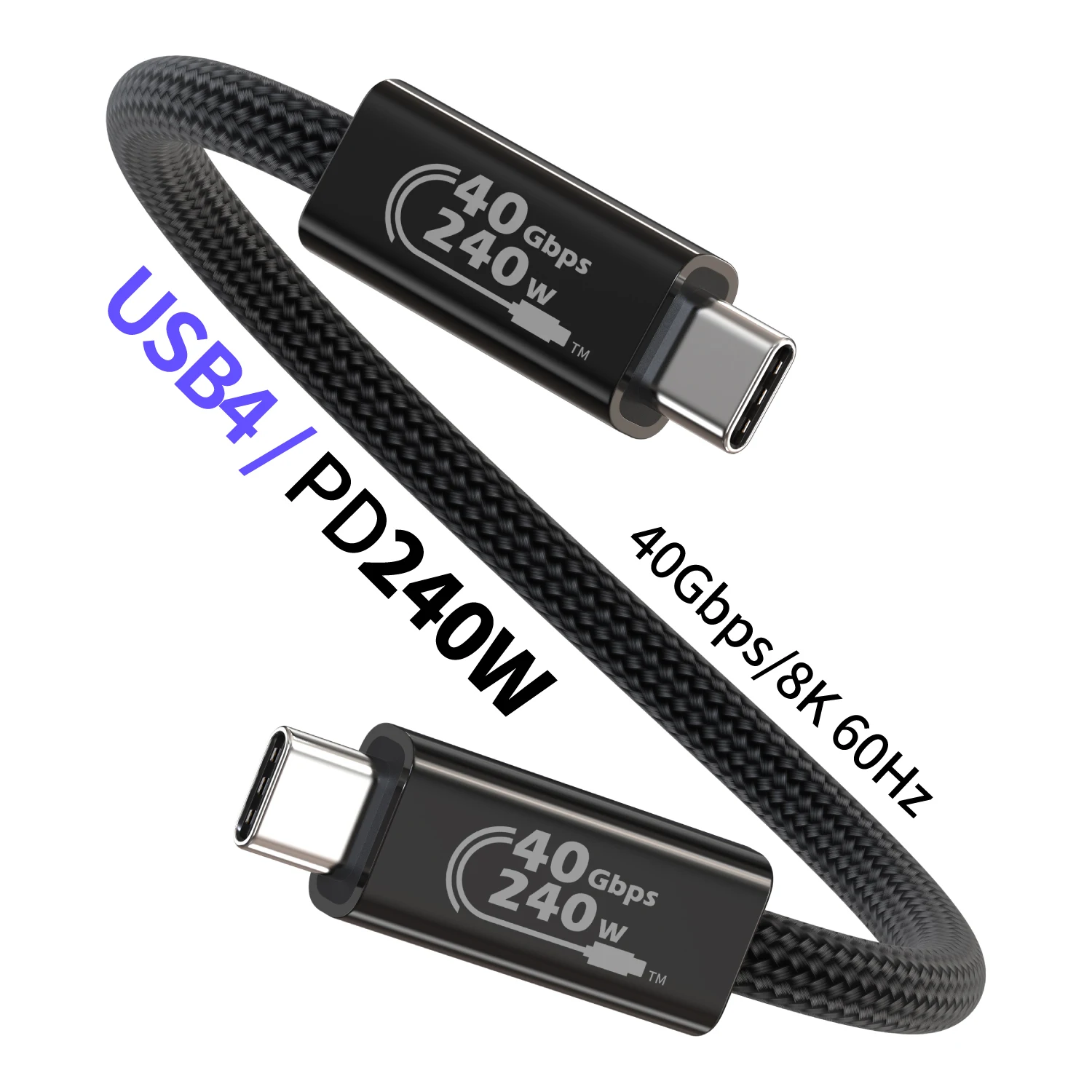 240W USB4 케이블 40Gbps 데이터 전송 8K 비디오 썬더볼트 4/3 호환 아이폰 17/16/15 맥북 아이패드 델 레노버용
