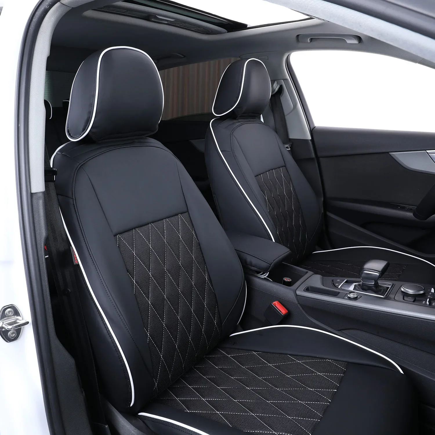 

EKR Manufacturer Hot Sale Luxury Black Nappa Leather Full Set Custom Car Seat Covers for A4