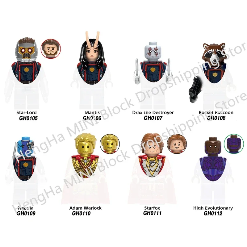 Anime Star-Lord Mantis Rocket Raccoon Adam Warlock Starfox Building Blocks Mini Action Toy Figures Mattoni Regali Di Compleanno Per Bambini