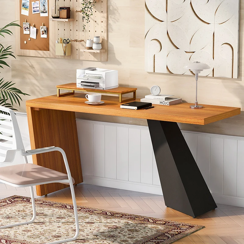63"Modern Executive Desk ,Rustic Industrial Wooden Writing Desk,Study Desk with Monitor Stand,Rectangular Computer for Home